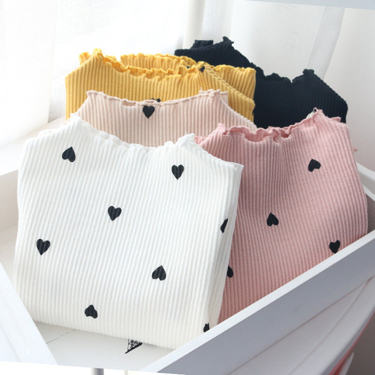 Children’s Long Sleeve Cotton T-Shirt – Love Print Bottoming Shirt