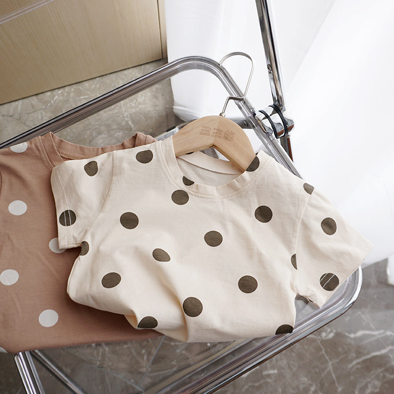 Summer Baby T-Shirt – Short Sleeve Cotton Top with Dot Design