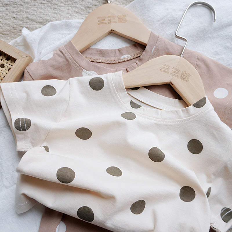 Summer Baby T-Shirt – Short Sleeve Cotton Top with Dot Design