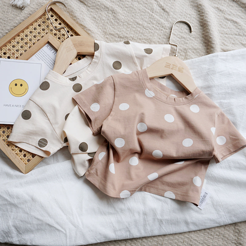 Summer Baby T-Shirt – Short Sleeve Cotton Top with Dot Design