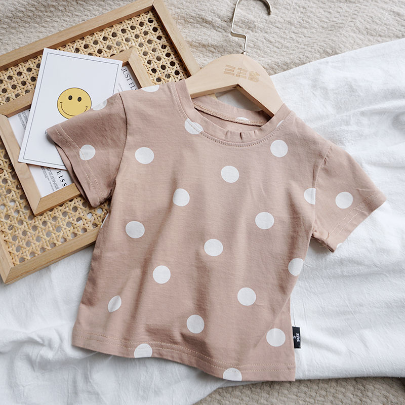 Summer Baby T-Shirt – Short Sleeve Cotton Top with Dot Design