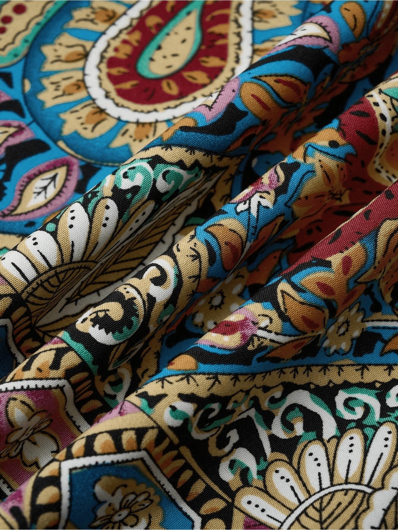 Elegant Paisley Maxi Dress – Halter Neck, High Waist, Flowing Silhouette | Teal & Bronze