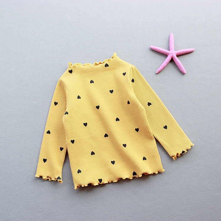 Children’s Long Sleeve Cotton T-Shirt – Love Print Bottoming Shirt
