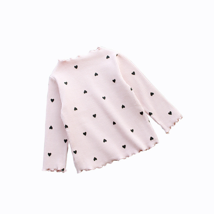 Children’s Long Sleeve Cotton T-Shirt – Love Print Bottoming Shirt