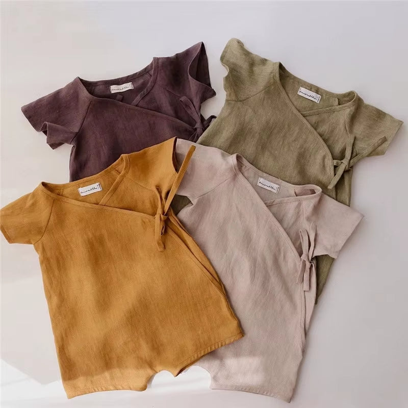 Linen Cotton Baby Boys Rompers Summer Infant Baby Bodysuit Casual Newborn Girls Jumpsuit Toddler Boys Bodysuit Overalls 0-24M