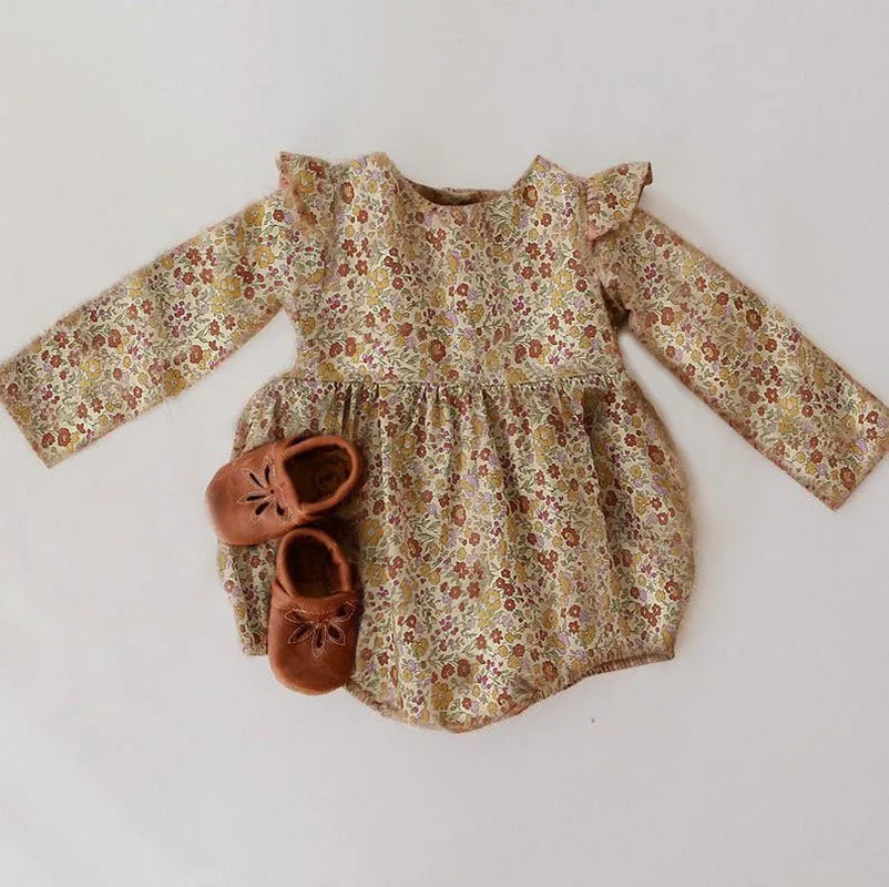 Fashion Baby Girl Dress Kids Clothes for Girls Long Sleeves Floral Blouse Dress for Girls Spring Summer Kids Dress for 0-6Y