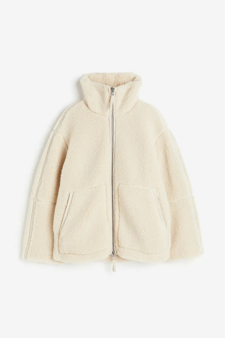 Loose Casual Zip Coat – Fashionable Anti-Cashmere Outerwear for Fall and Winter