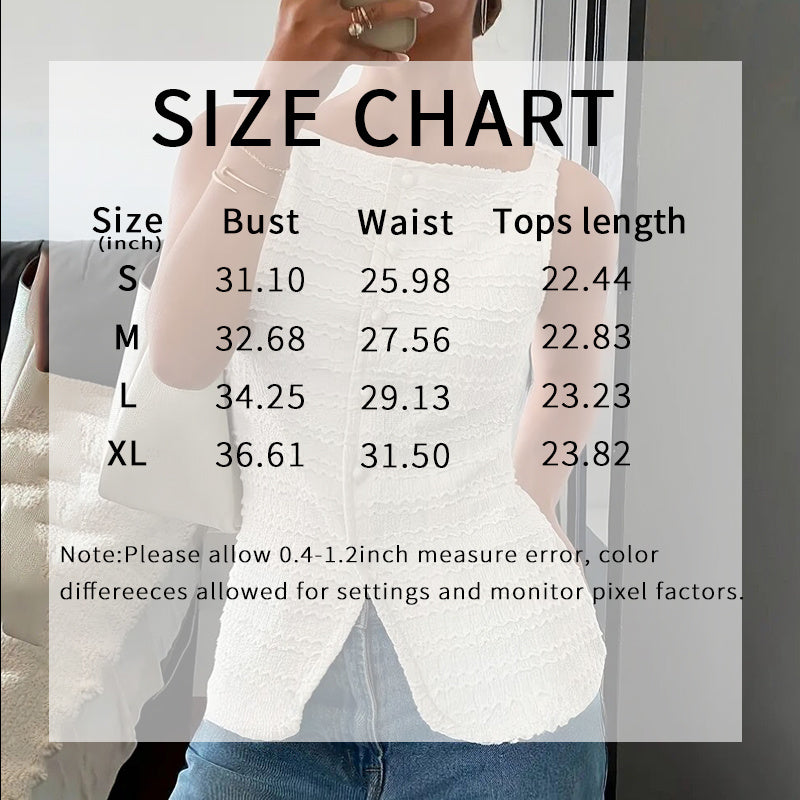 Chic Square Neck Vest Top – Button-Up Style for Women