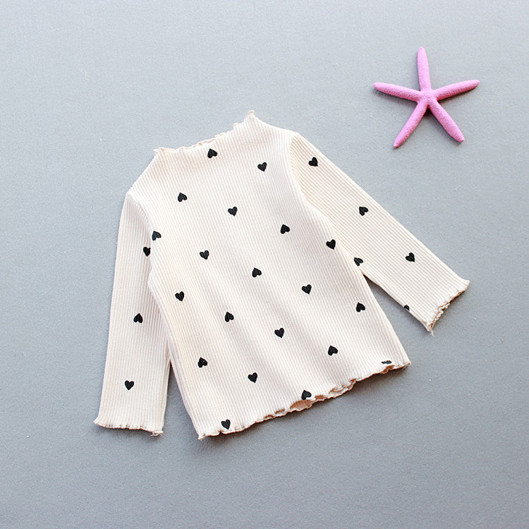 Children’s Long Sleeve Cotton T-Shirt – Love Print Bottoming Shirt
