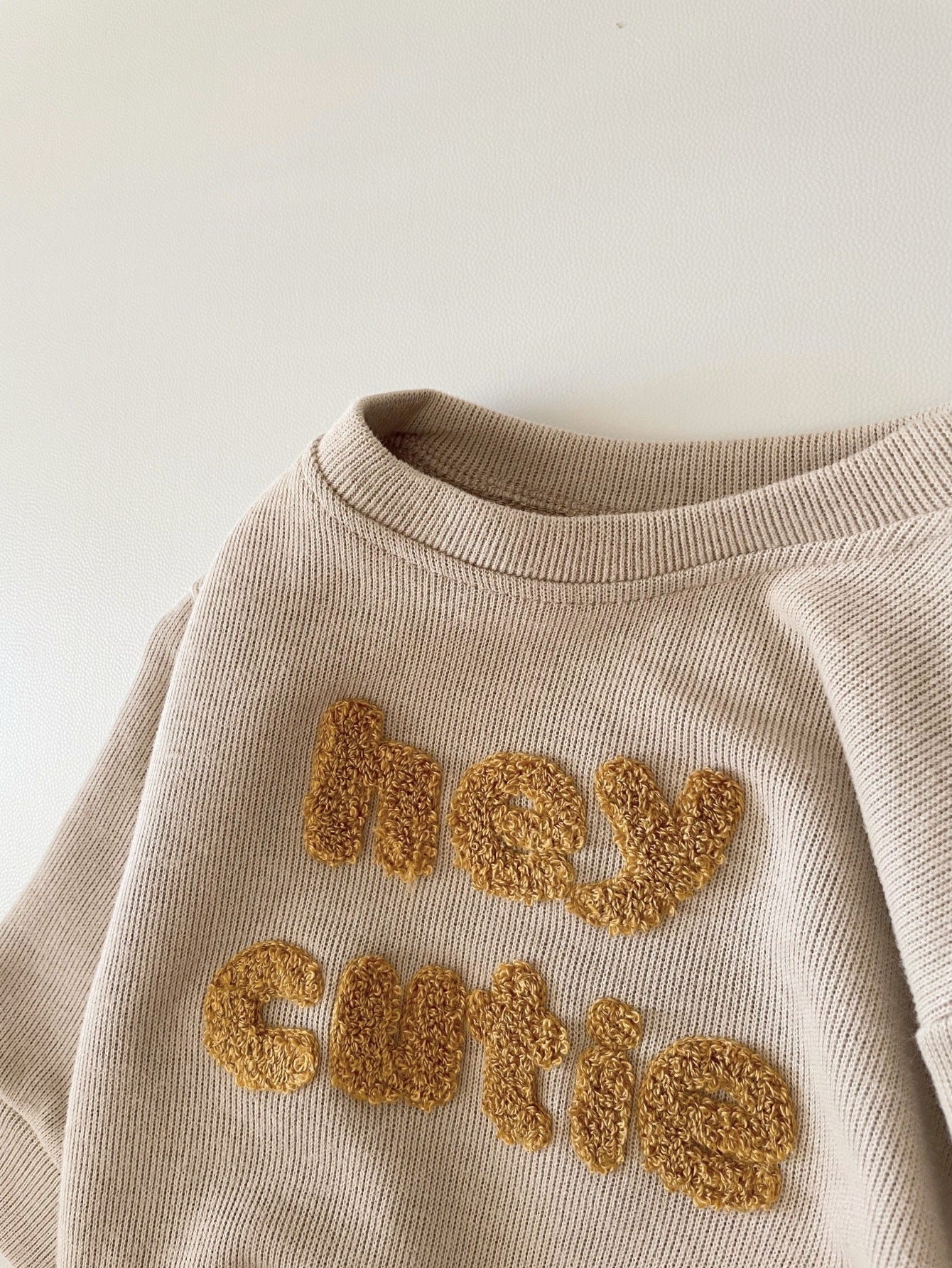 Baby Two-Piece Suit – Alphabet Embroidery, Long Sleeve for Spring & Autumn