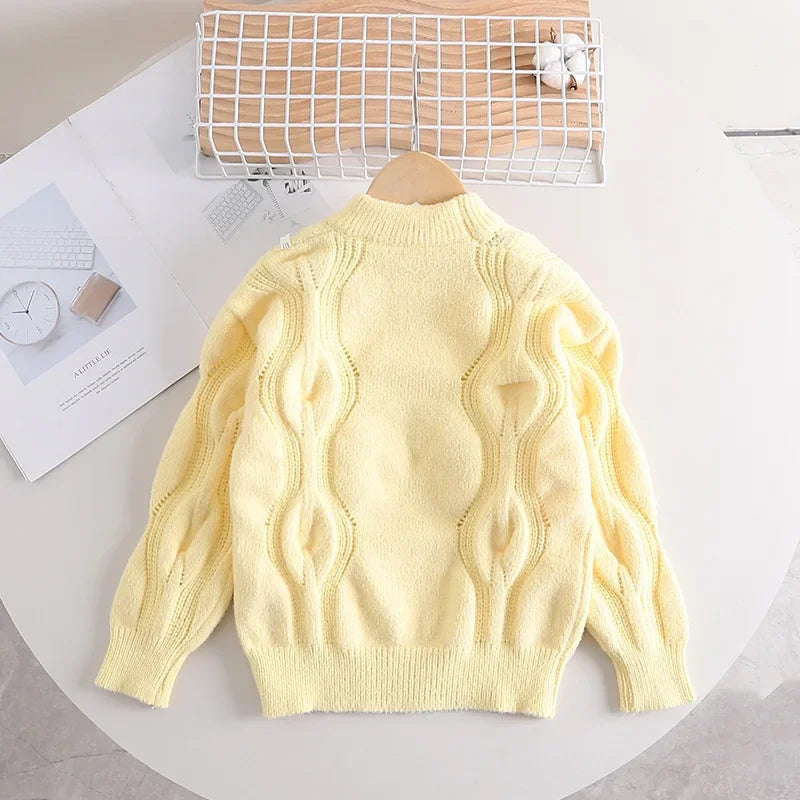 Children'S Sweaters Foreign Style Jumper with Bow Twist Winter Clothes for Girls Knitted Sweater Children Clothes Boys