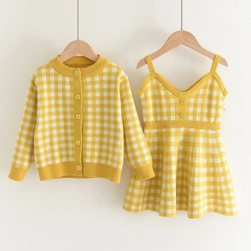 Girls Baby 2023 Fashion Winter Knitted Clothes Sets Cartoon Sweaters Tops Ruffles Skirt Outfits Children Clothes