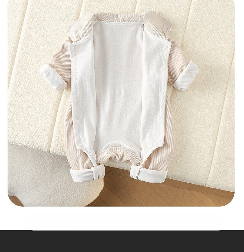 Baby Boy Autumn Jumpsuit – Long Sleeve Shirt-Style Romper