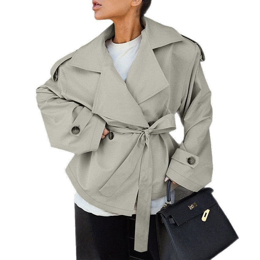 Loose Waistband Long Sleeve Trench Coat – Casual Women’s Jacket