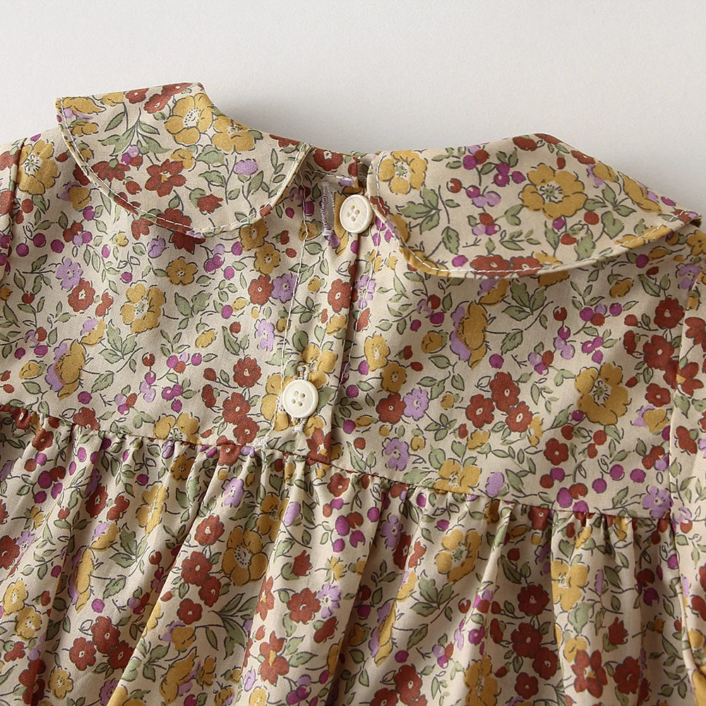 Fashion Baby Girl Dress Kids Clothes for Girls Long Sleeves Floral Blouse Dress for Girls Spring Summer Kids Dress for 0-6Y