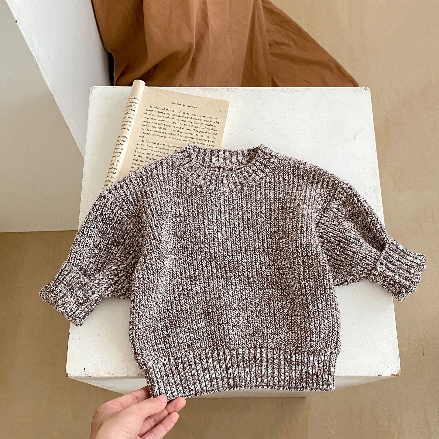 Infant Baby Girl 3-Piece Set – Thick Knit Pullover, Pants & Fur Ball Hat
