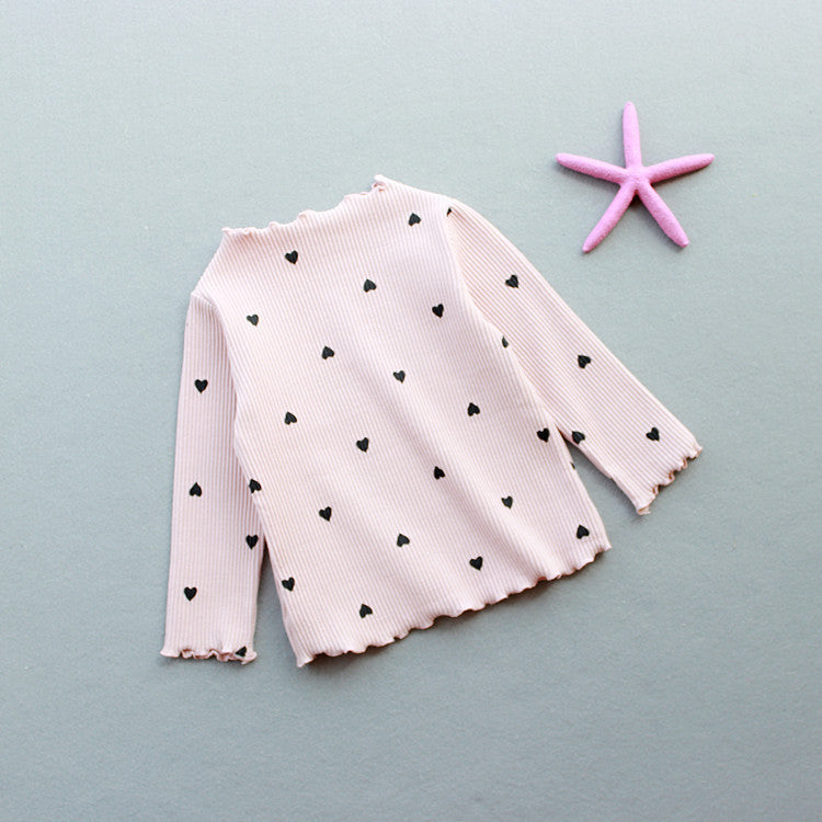 Children’s Long Sleeve Cotton T-Shirt – Love Print Bottoming Shirt