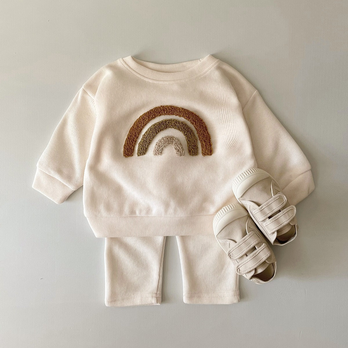 Baby Two-Piece Suit – Alphabet Embroidery, Long Sleeve for Spring & Autumn
