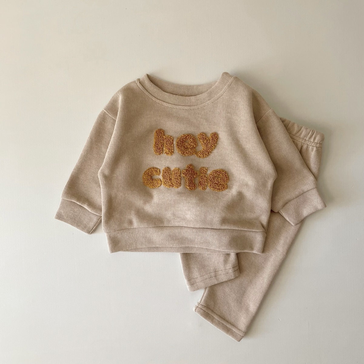 Baby Two-Piece Suit – Alphabet Embroidery, Long Sleeve for Spring & Autumn