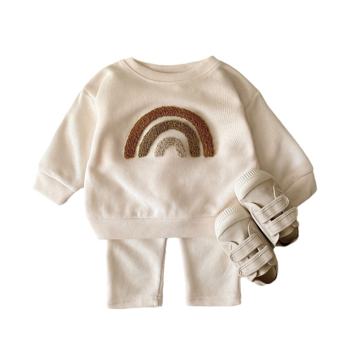 Baby Two-Piece Suit – Alphabet Embroidery, Long Sleeve for Spring & Autumn