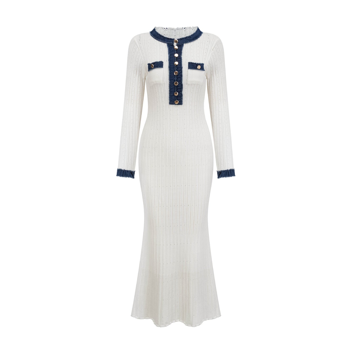 Elegant Knitted Slim Fit Dress – Waist-Control and All-Matching Style