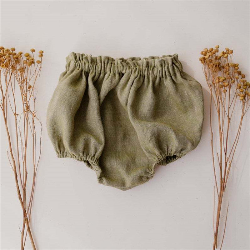 Cotton Linen Cardigan Girl Baby Top Shorts Children's Suit