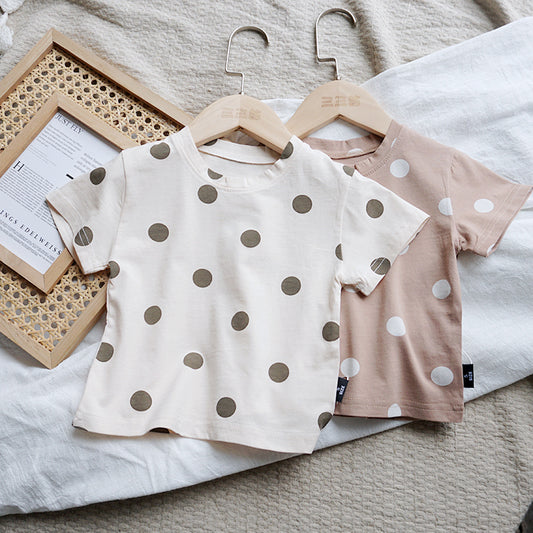 Summer Baby T-Shirt – Short Sleeve Cotton Top with Dot Design