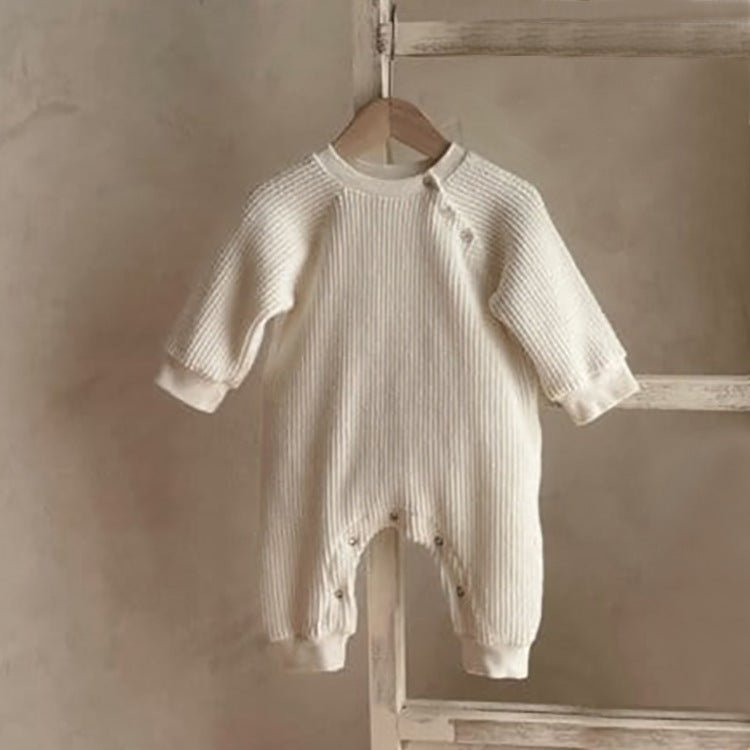 Cozy Baby Jumpsuit – Waffle Texture, Long Sleeve for Autumn