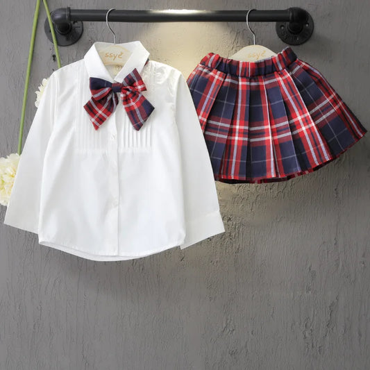 Designed 2Pcs Tweed Clothes Sets Girl Fashion Fall Winter Children Suits for 1-8Ys Elegant Knitting Luxury Kids Princess Outfit