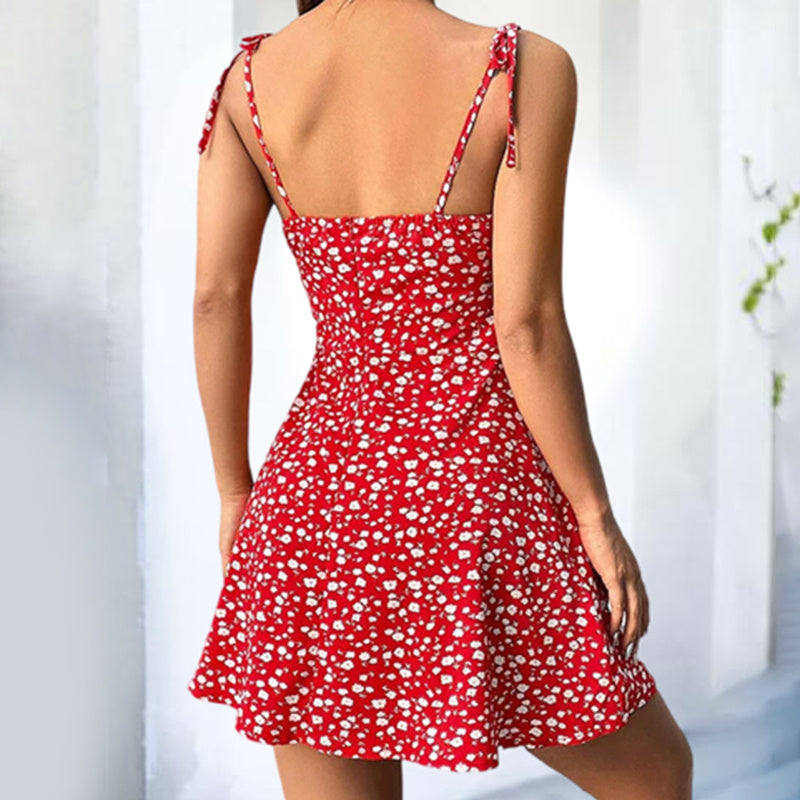 Summer Floral Mini Dress – Spaghetti Straps & Ruffle Hem