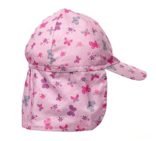 Pink Girls Legionnaire Cap Baby Sun Hat Neck Protection 12-18 and 18-36 Months