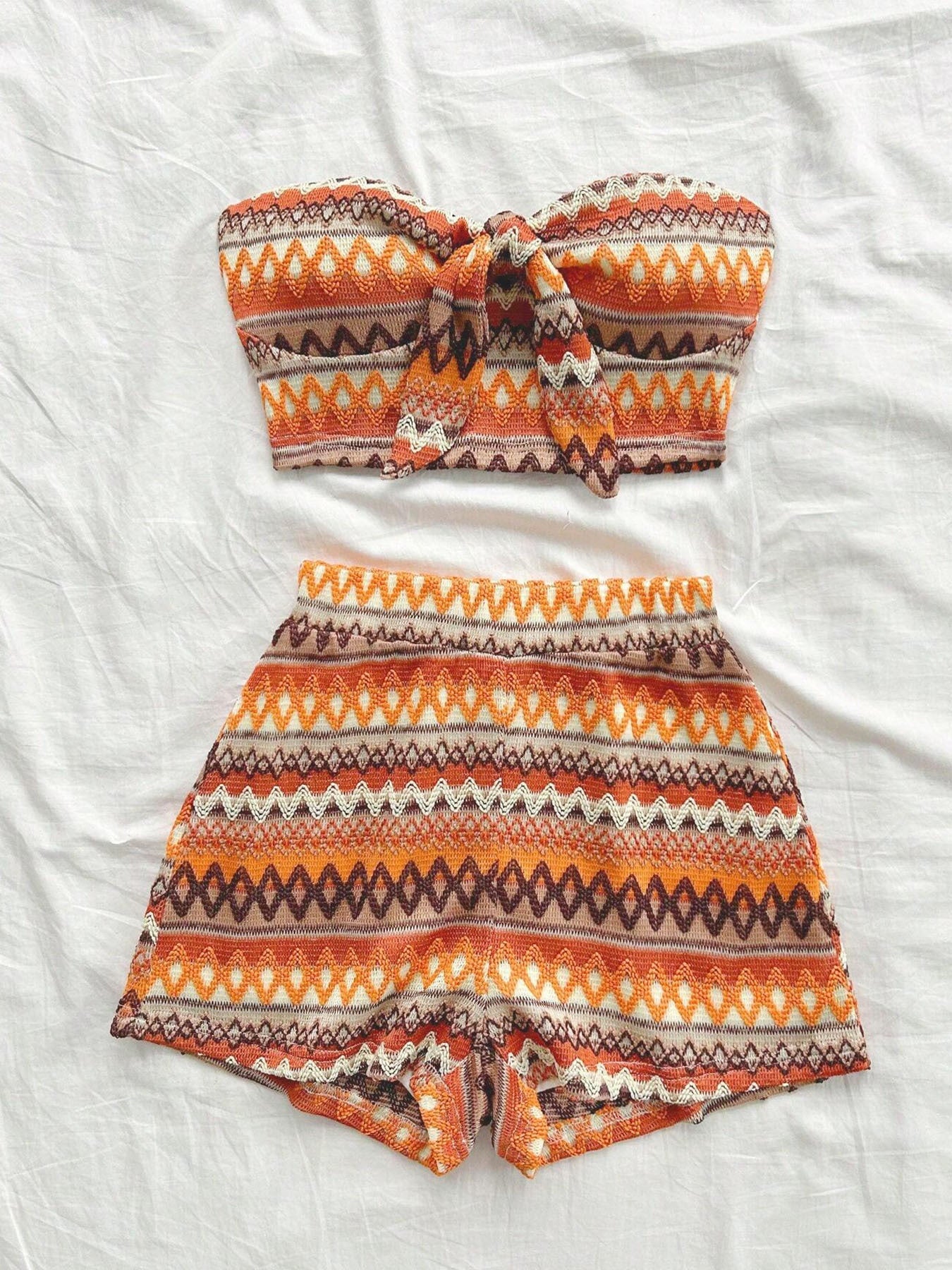 Women’s Summer 2-Piece Set – Colorful Stripes, Stretch Fit, Perfect for Travel & Vacations
