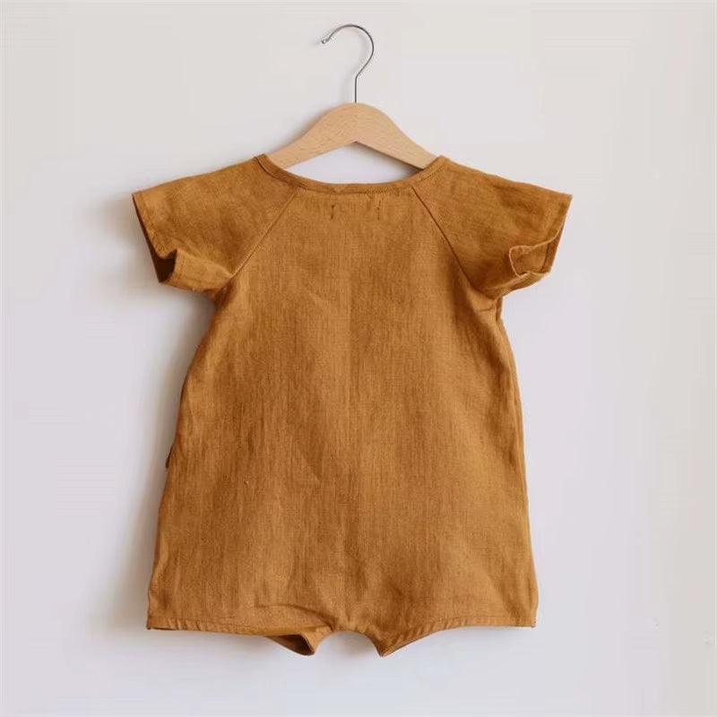 Linen Cotton Baby Boys Rompers Summer Infant Baby Bodysuit Casual Newborn Girls Jumpsuit Toddler Boys Bodysuit Overalls 0-24M
