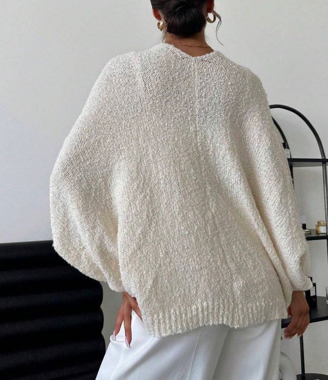 Women’s Loose V-Neck Sweater – Elegant and Comfortable Knitwear