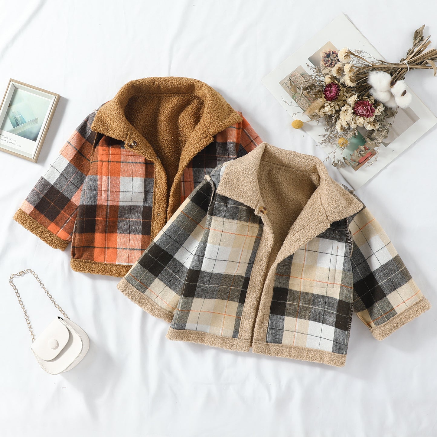 Reversible Plaid Coat for Kids – Soft Plush Autumn Jacket