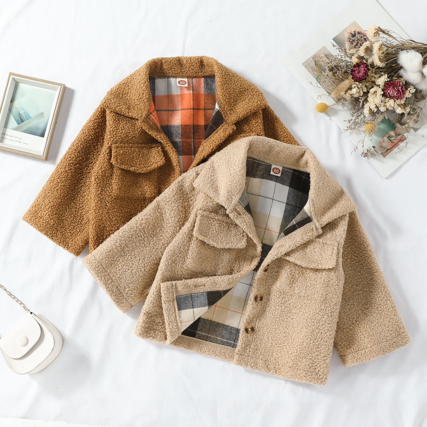 Reversible Plaid Coat for Kids – Soft Plush Autumn Jacket