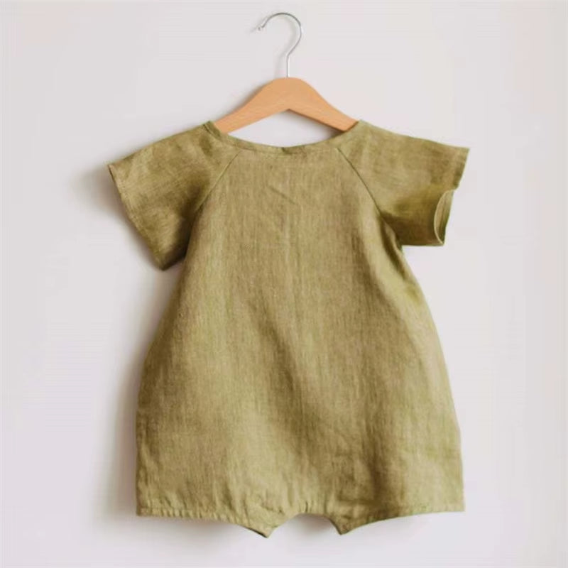 Linen Cotton Baby Boys Rompers Summer Infant Baby Bodysuit Casual Newborn Girls Jumpsuit Toddler Boys Bodysuit Overalls 0-24M