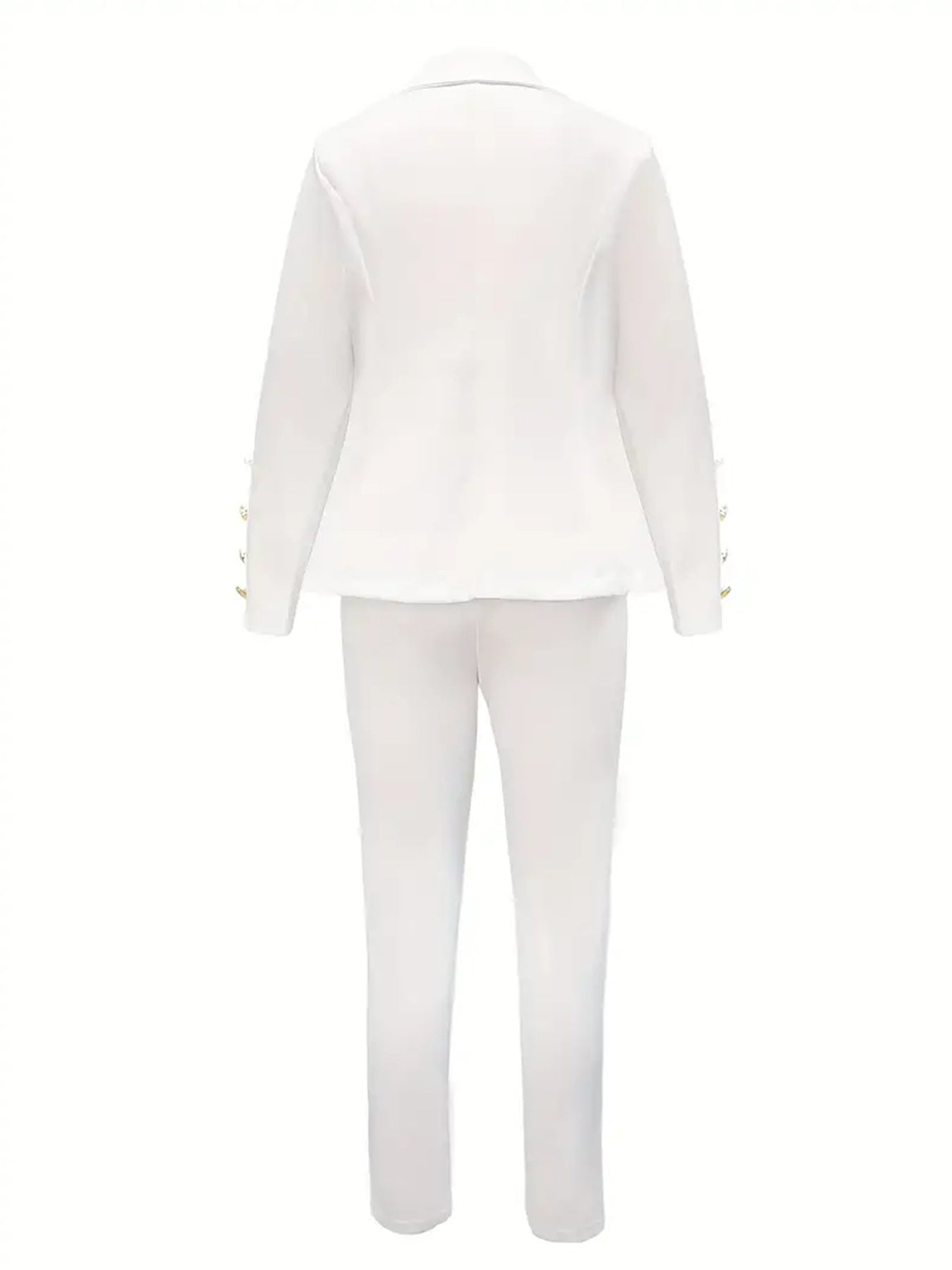 Elegant Plus Size Two-Piece Suit Set – Double-Breasted Blazer & Slim Trousers