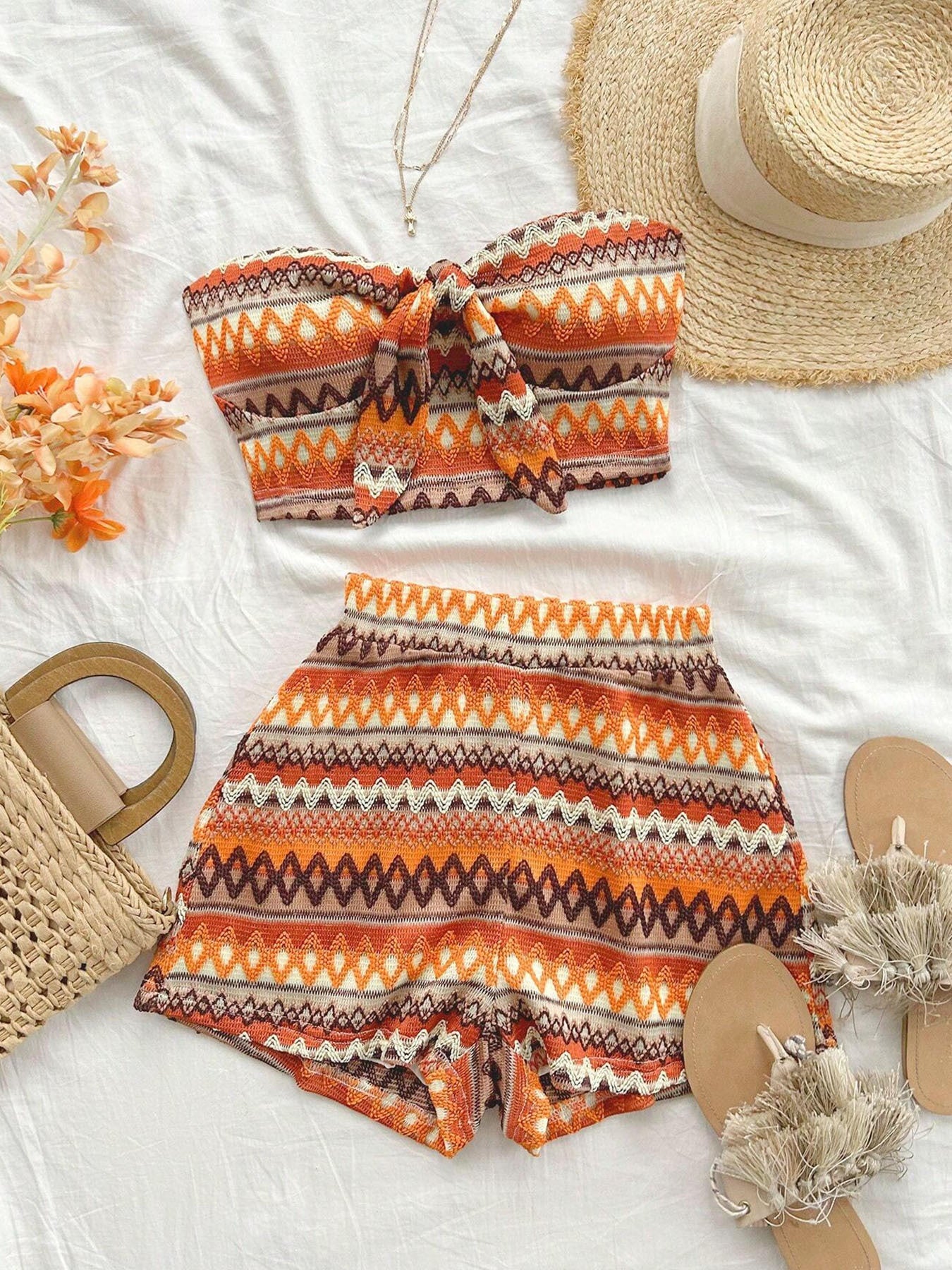 Women’s Summer 2-Piece Set – Colorful Stripes, Stretch Fit, Perfect for Travel & Vacations